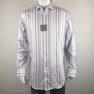 Men's Multicolor Striped Shirt Contrast Blue cuffs